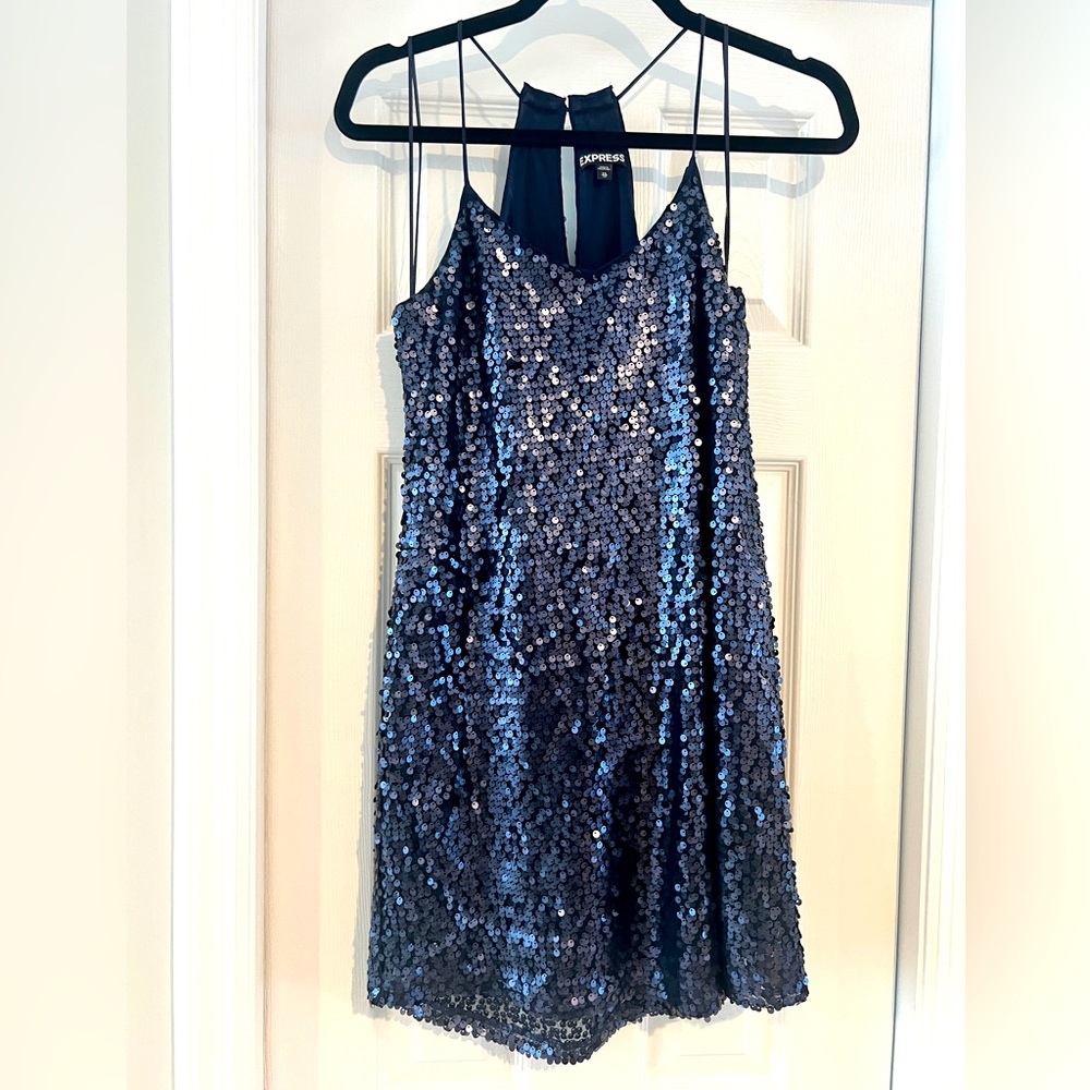 Express navy blue sequin dress (XS)